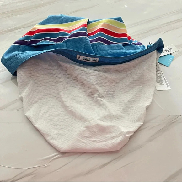 Penguin Swim Trunks Shorts Size 36 Deep Water Color Multi Colored Striped - Picture 9 of 11